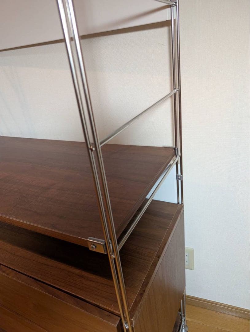 ■送料込■無印 ステンレスユニットシェルフ ウォールナット 衣類収納棚シェルフ