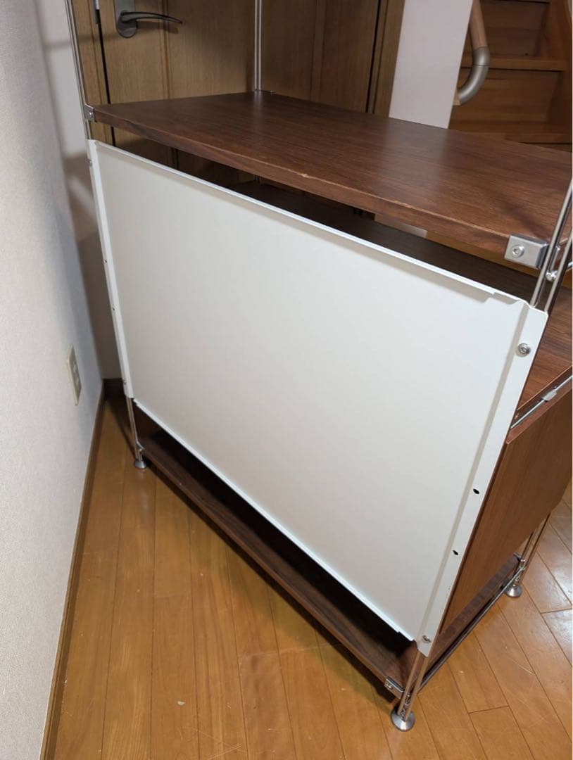 ■送料込■無印 ステンレスユニットシェルフ ウォールナット 衣類収納棚シェルフ