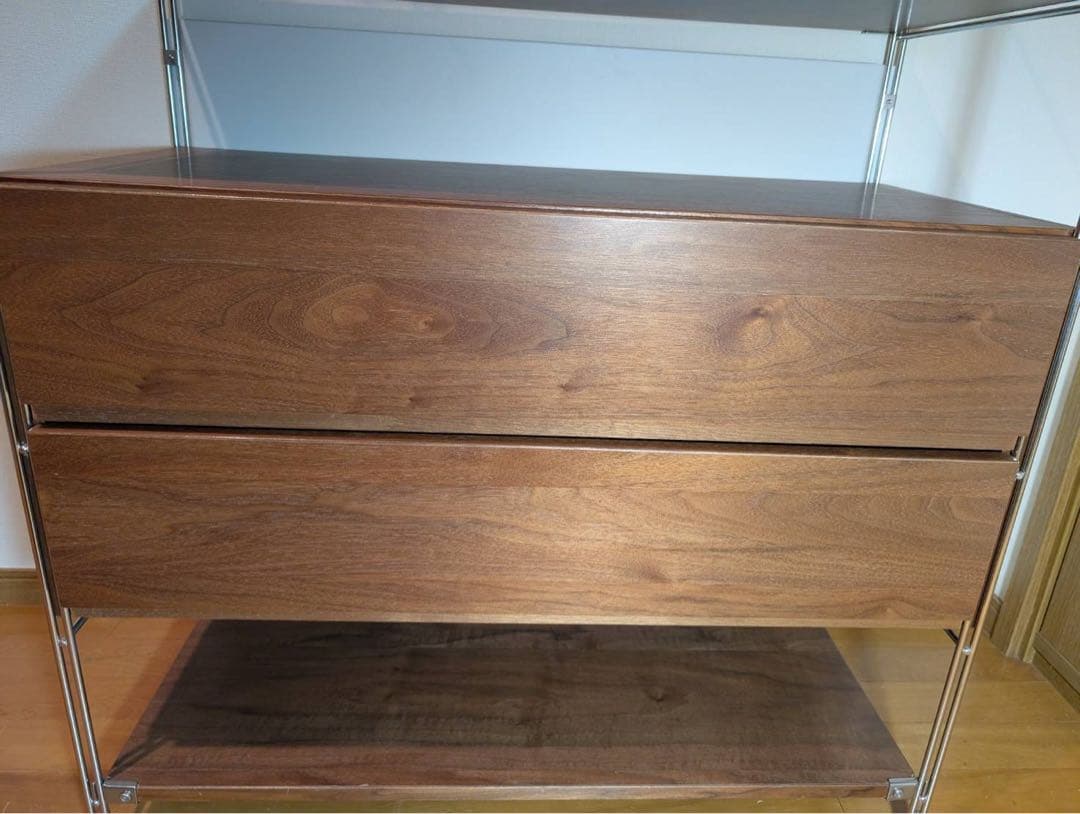 ■送料込■無印 ステンレスユニットシェルフ ウォールナット 衣類収納棚シェルフ