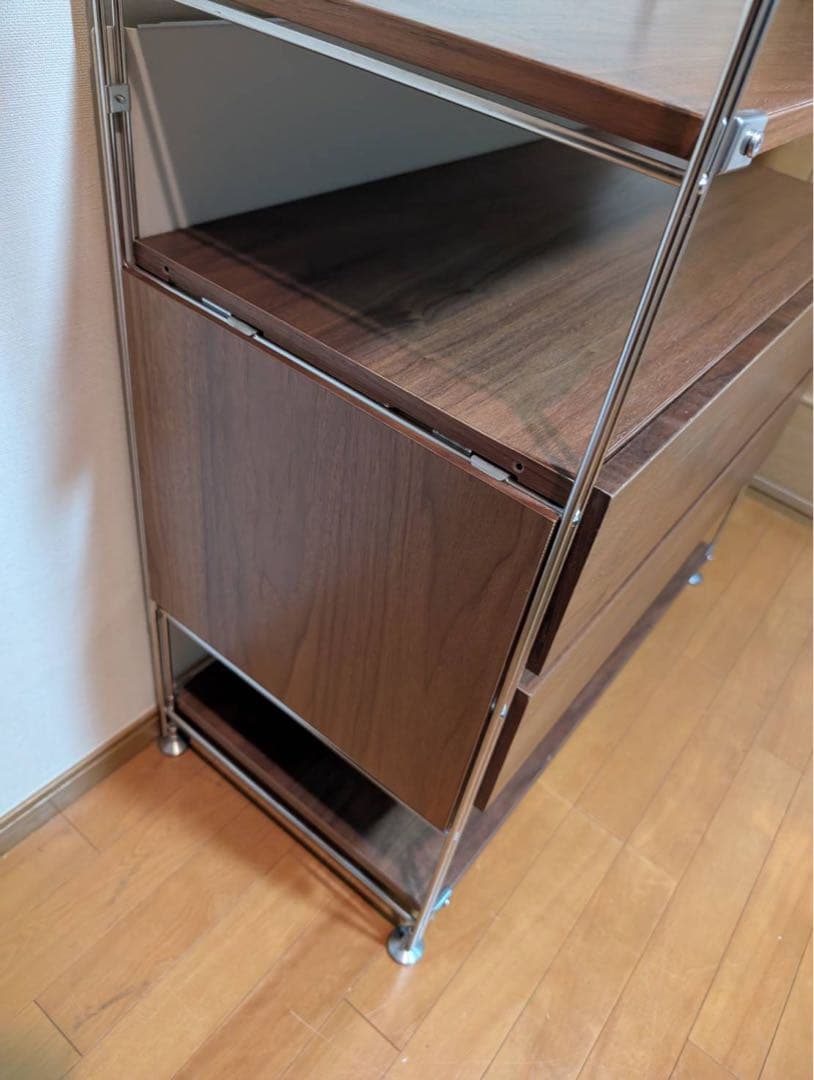 ■送料込■無印 ステンレスユニットシェルフ ウォールナット 衣類収納棚シェルフ