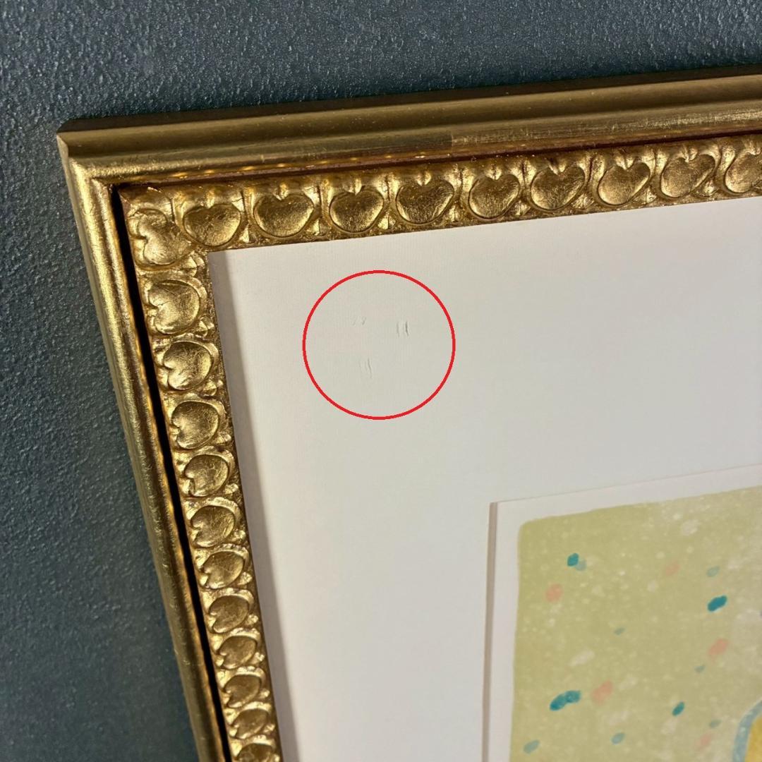 美品 ポール・アイズピリ「ベージュ背景のバラの花束」リトグラフ サイン入 古径額