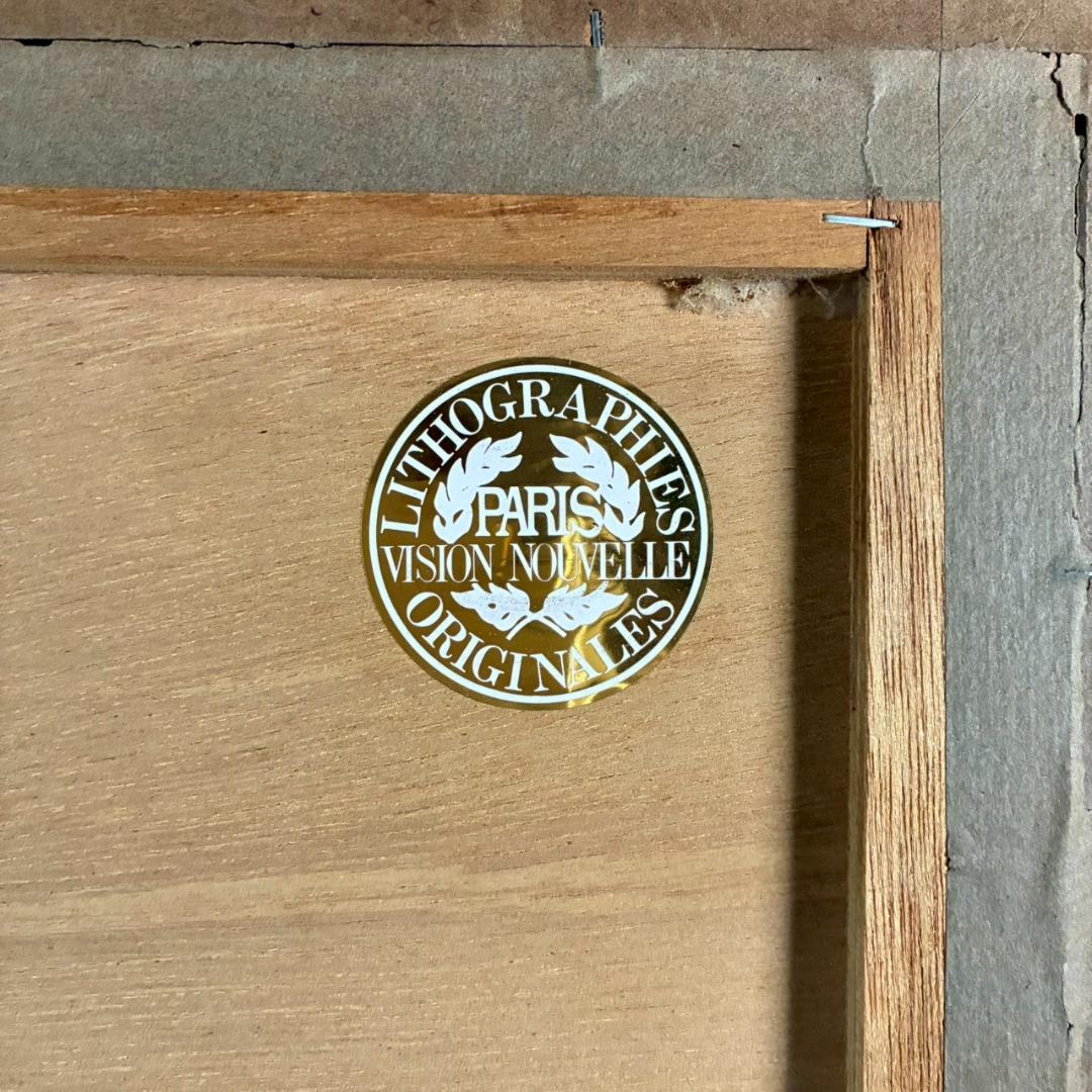 美品 ポール・アイズピリ「ベージュ背景のバラの花束」リトグラフ サイン入 古径額