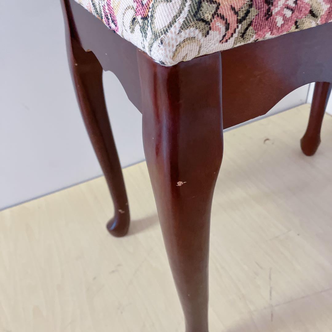 アンティーク調　猫脚スツール　オットマン　スクッション　チェア　木製　椅子