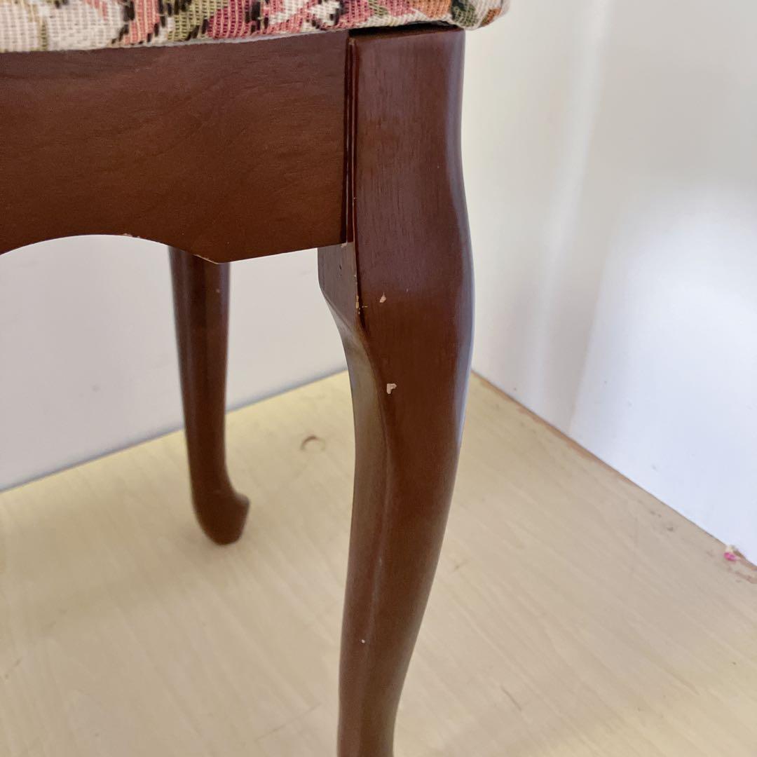 アンティーク調　猫脚スツール　オットマン　スクッション　チェア　木製　椅子