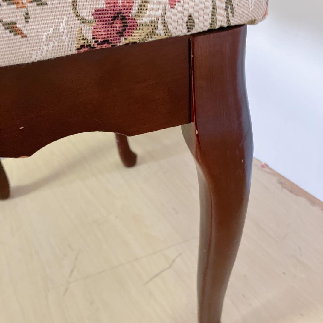 アンティーク調　猫脚スツール　オットマン　スクッション　チェア　木製　椅子