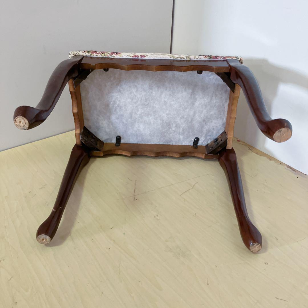 アンティーク調　猫脚スツール　オットマン　スクッション　チェア　木製　椅子