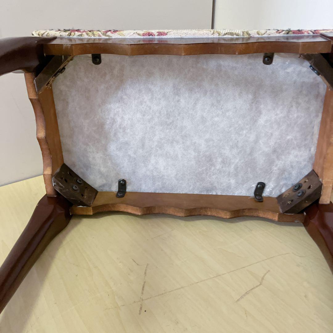 アンティーク調　猫脚スツール　オットマン　スクッション　チェア　木製　椅子