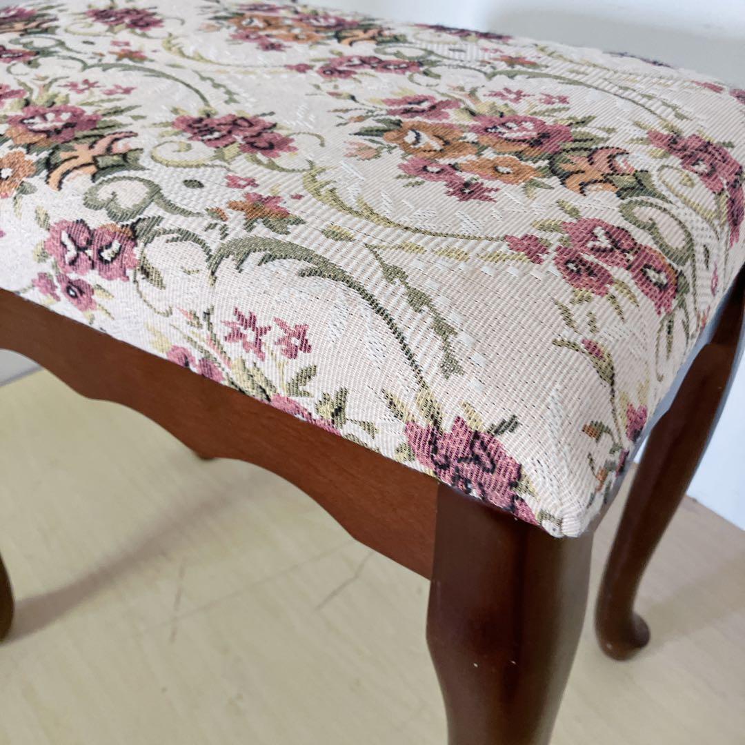 アンティーク調　猫脚スツール　オットマン　スクッション　チェア　木製　椅子