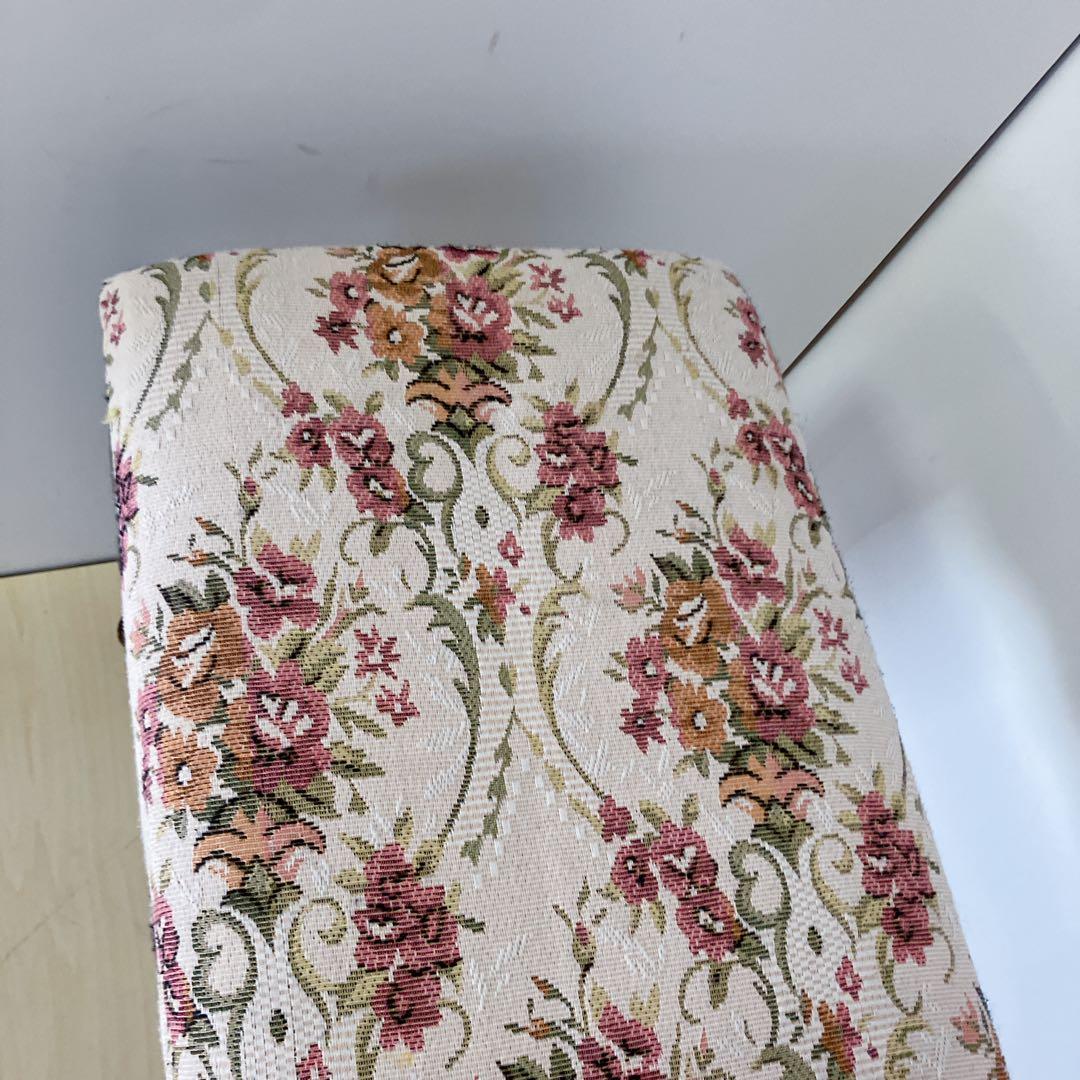 アンティーク調　猫脚スツール　オットマン　スクッション　チェア　木製　椅子