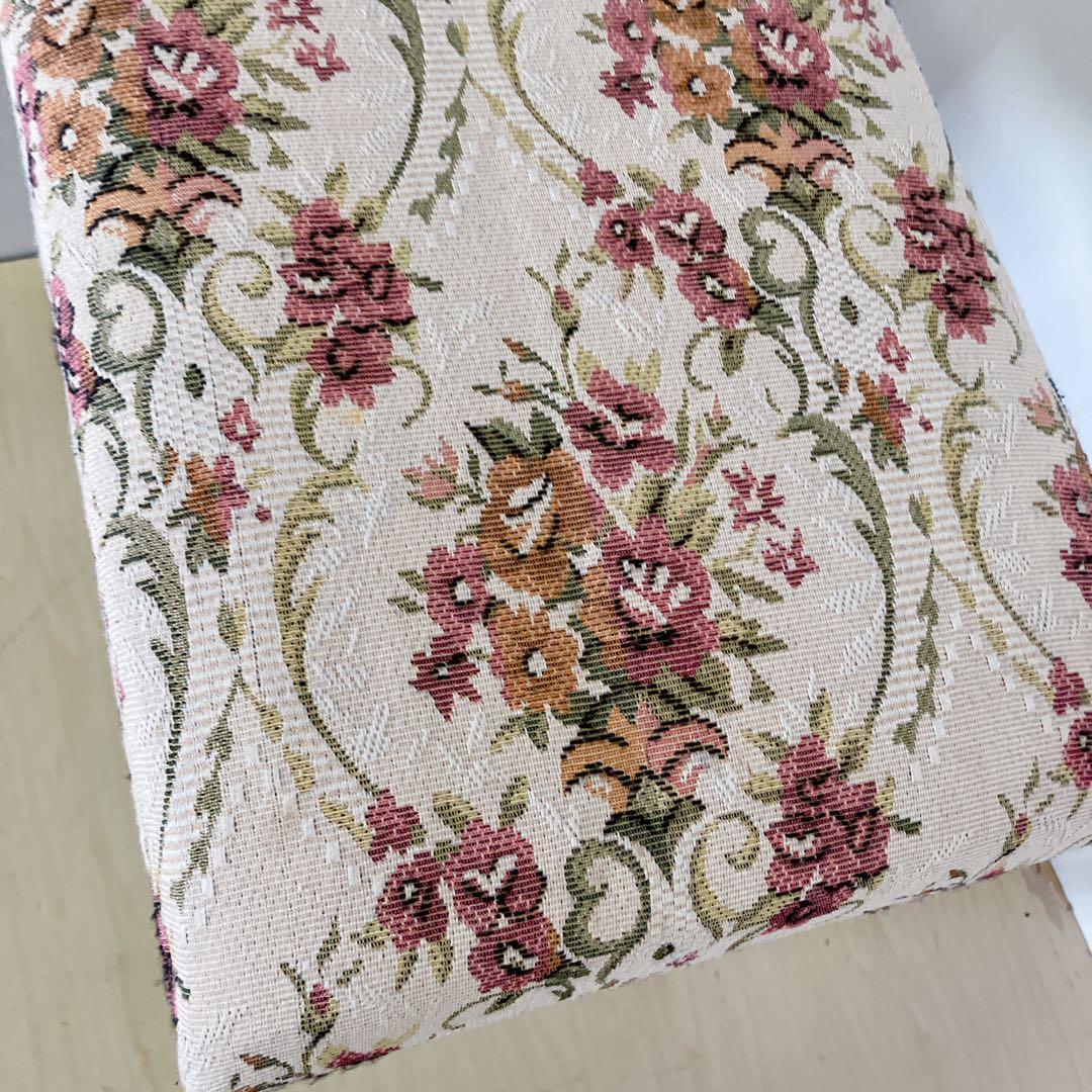 アンティーク調　猫脚スツール　オットマン　スクッション　チェア　木製　椅子