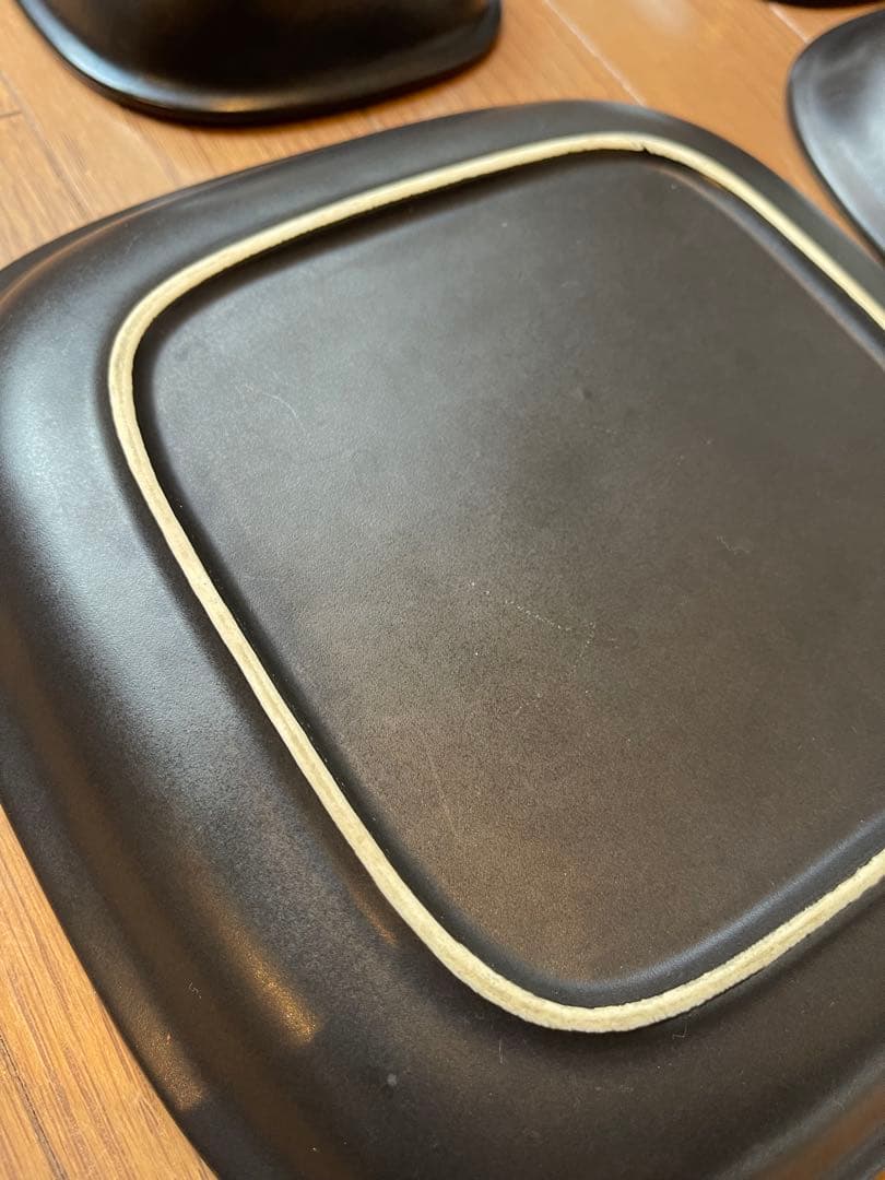 柳宗理セラミック　プレートL ボウルSセット　柳ー白黒シリーズ　傷有り