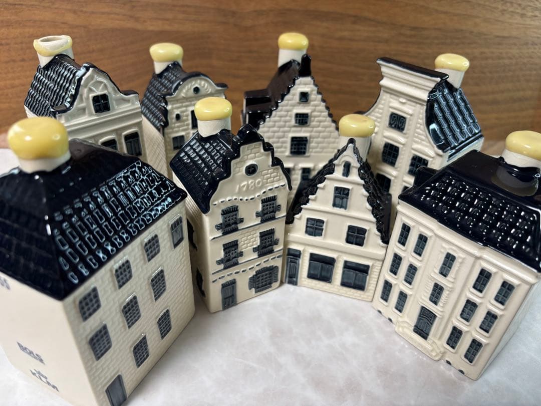 【美品/8個セット】KLMオランダ航空 デルフトブルーハウス BOLS 陶器置物