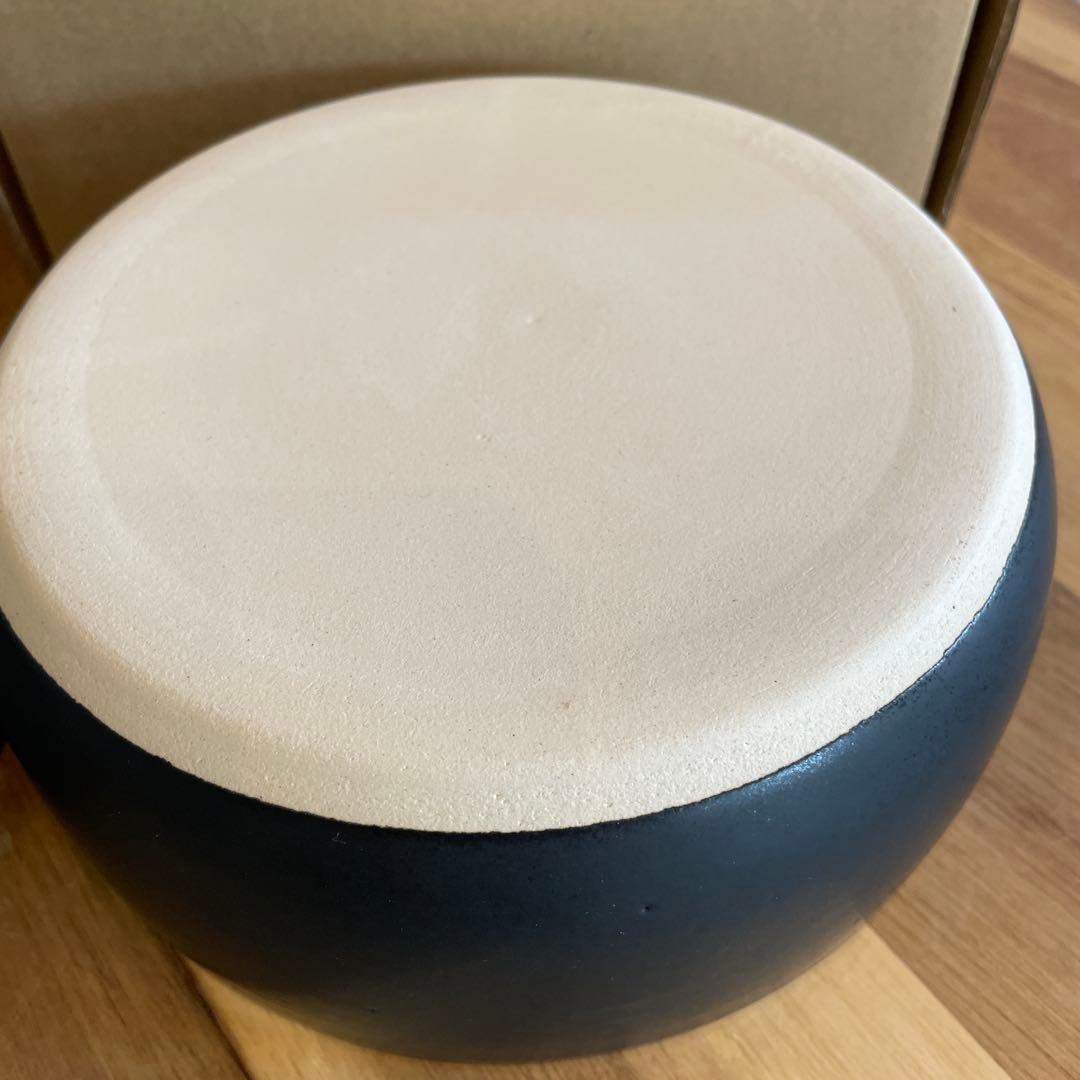 新品未使用　IWANO 黒の陶器製おひつ 2合　日本製　ご飯美味しく　健康