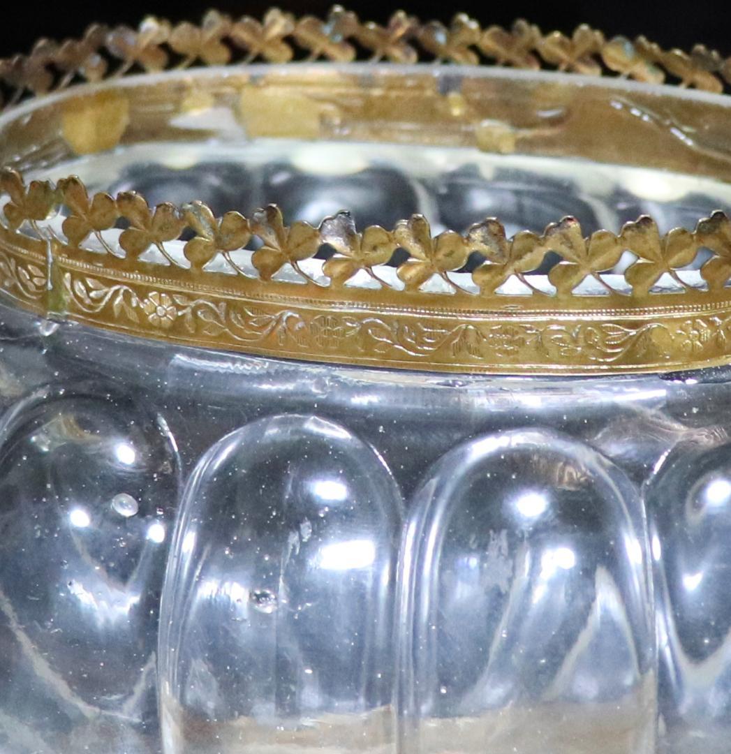 オールド・バカラ 1880年 ブロンズ装飾大型鉢 センターピース 小物入れ 花瓶