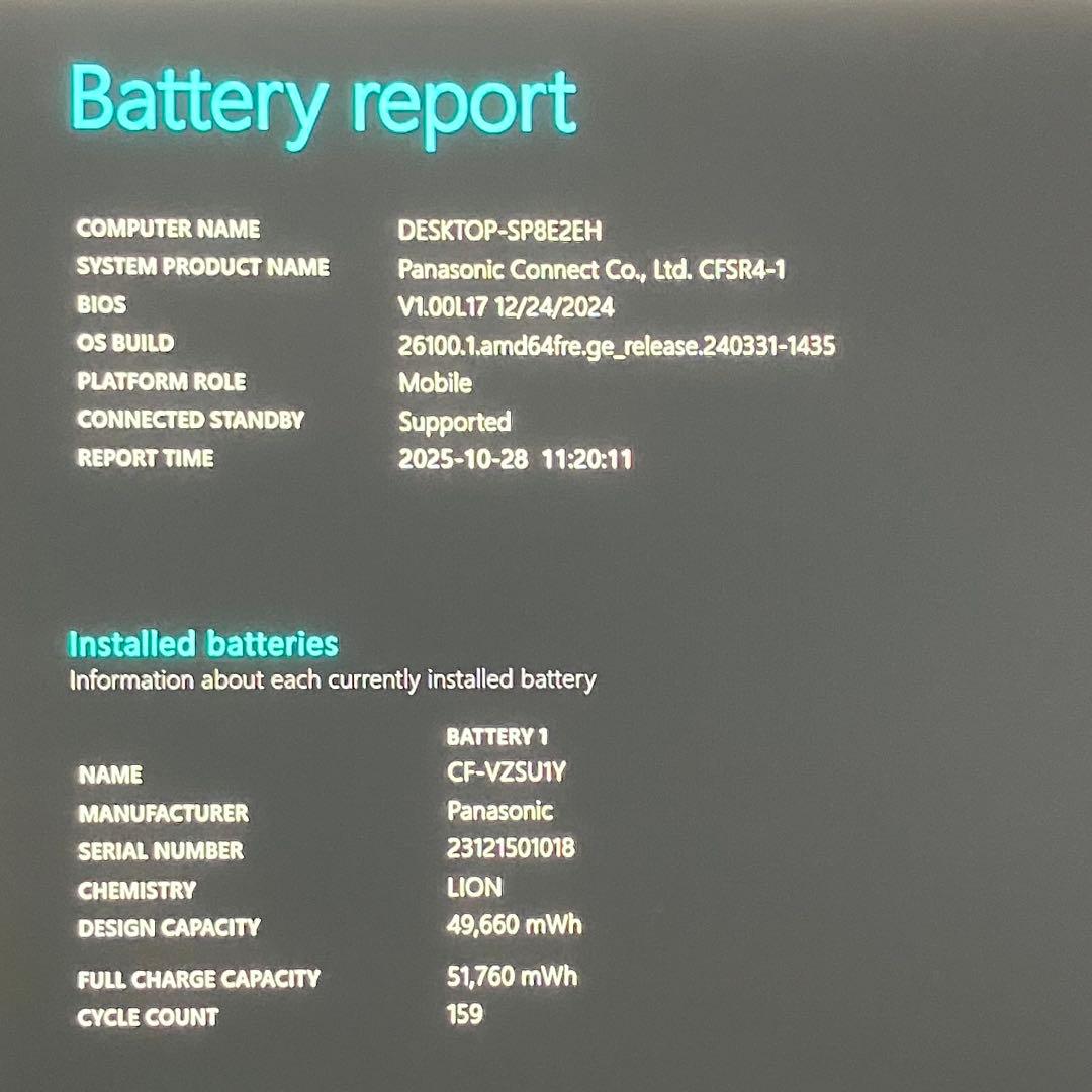 準美品 CF-SR4 13世代 i5 16GB LTEモデル 累積 1680h