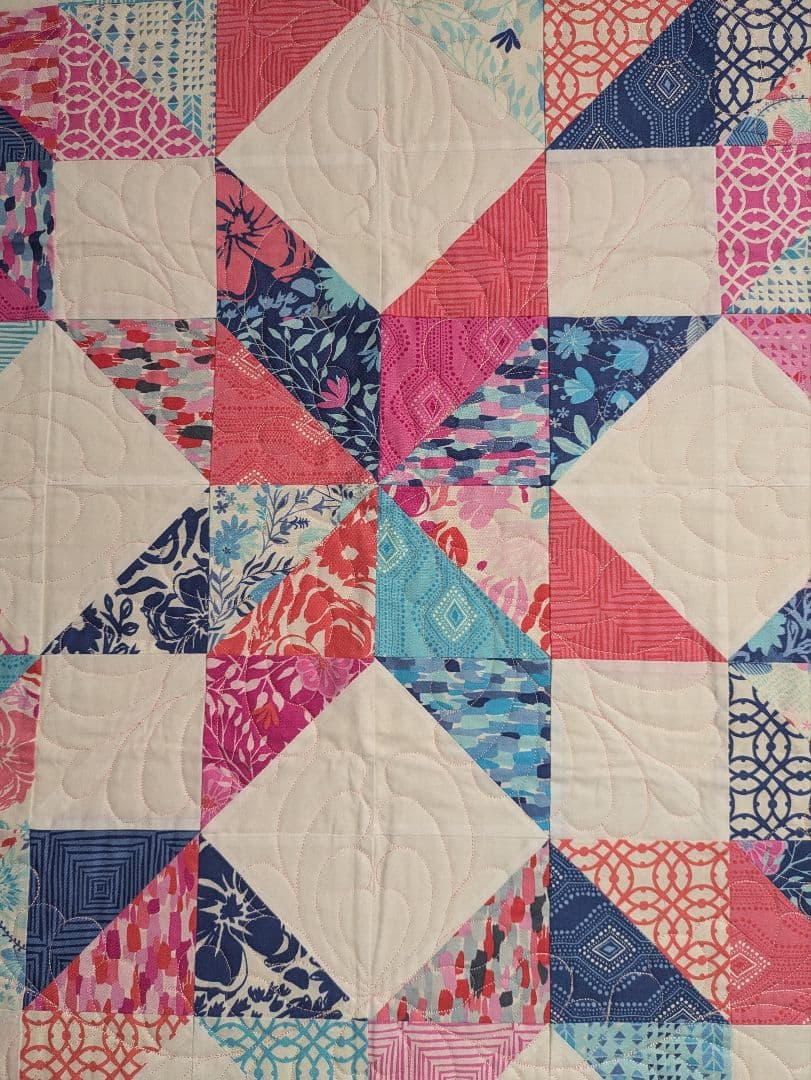 一点物　完全オリジナル作品　ミシンキルト　スターモチーフタペストリー　80×80