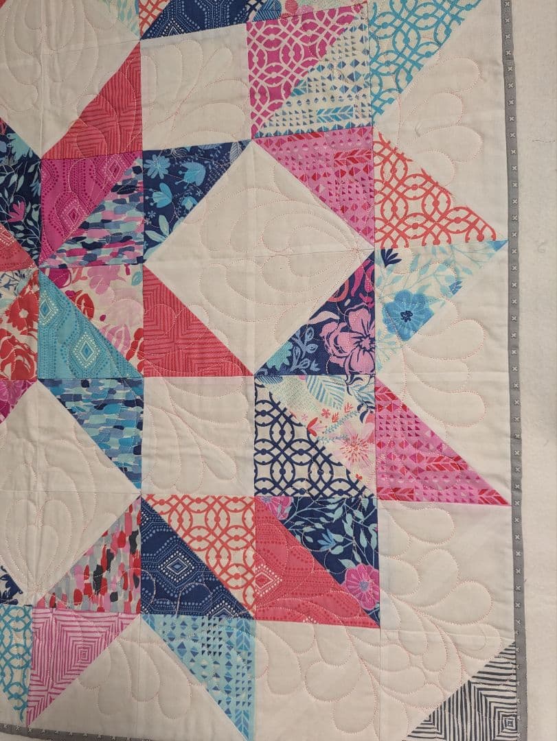 一点物　完全オリジナル作品　ミシンキルト　スターモチーフタペストリー　80×80