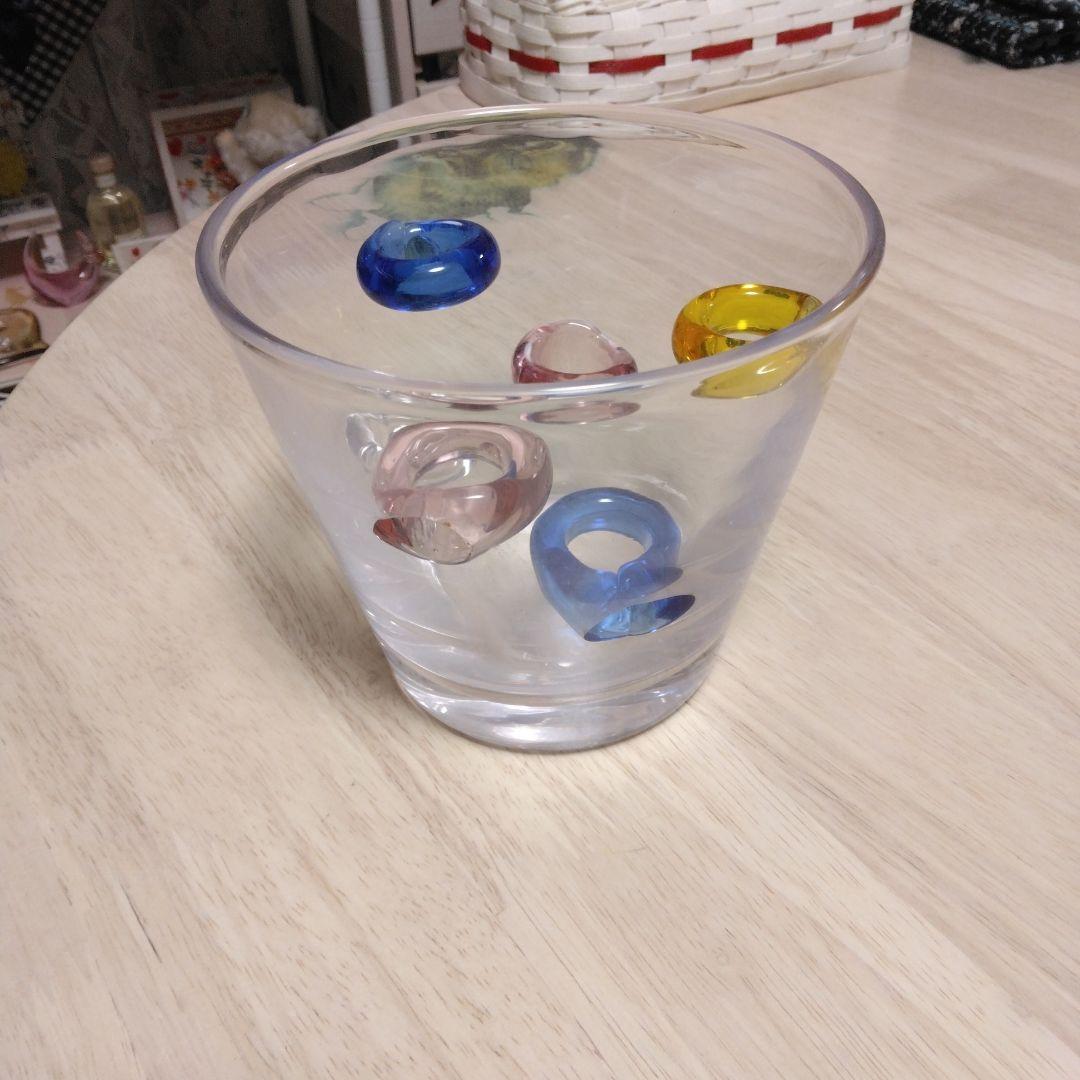 スガハラのカラフルリング付きガラスカップ