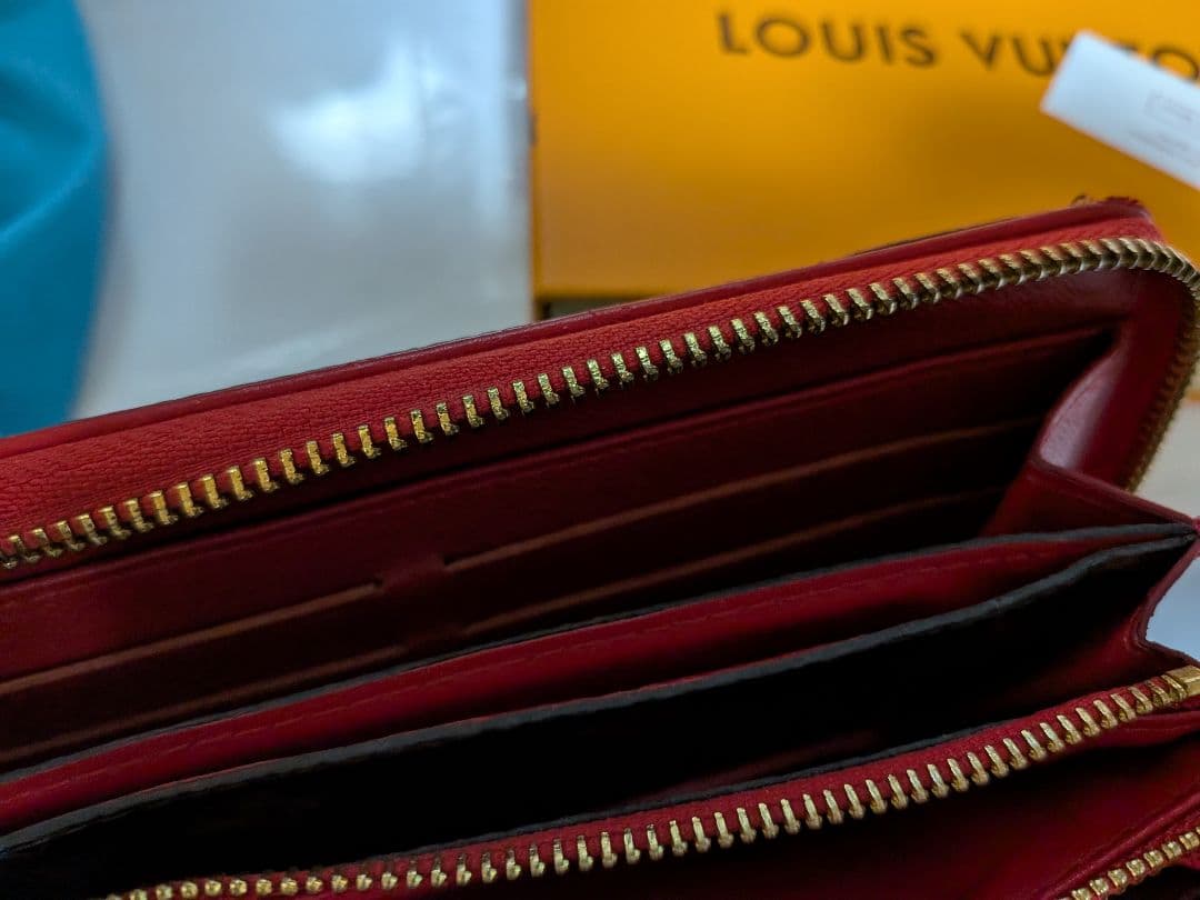 LOUIS VUITTON 長財布 ブラウン レッド