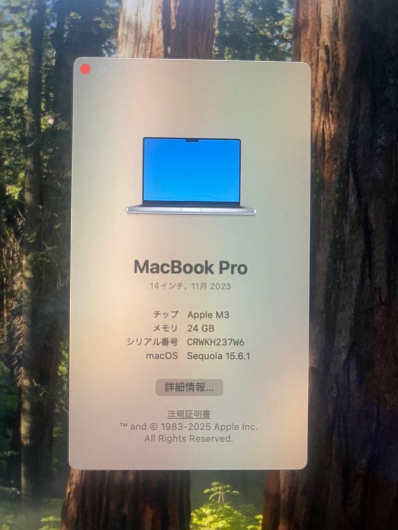 【美品】MacBook Pro 14インチ M3 / 24GB / 1TB 美品