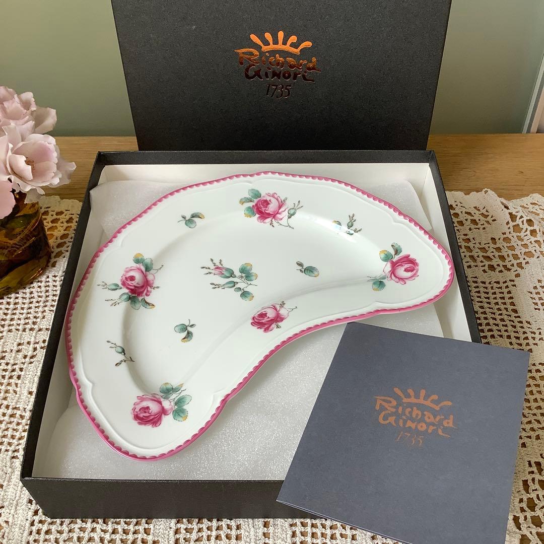 未使用／Richard Ginori アンティックローズ　クレセントディシュ