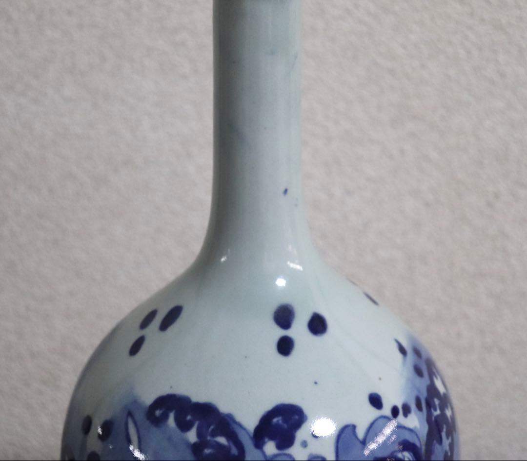 時代　伊万里　染付　兎波紋　鶴首瓶　送料込み269325