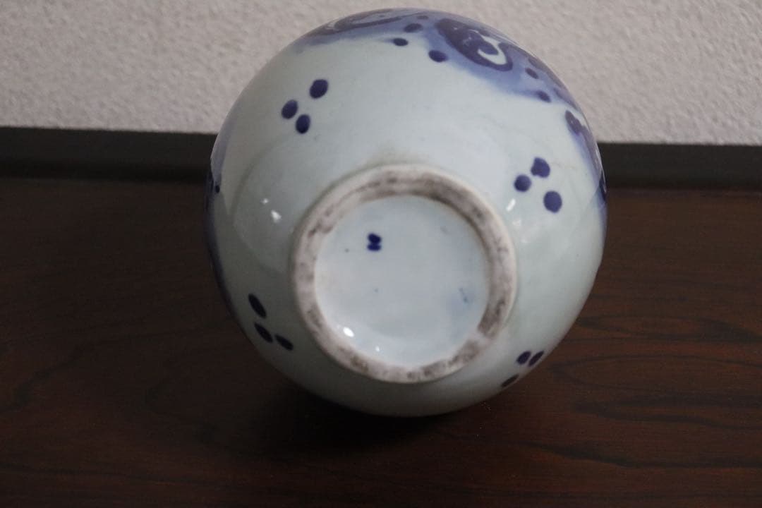 時代　伊万里　染付　兎波紋　鶴首瓶　送料込み269325