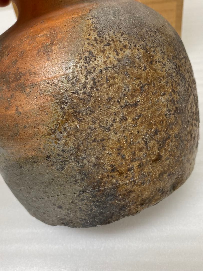 3-2580 那波鳳翔作 播州相生焼　双耳？　共箱共布 茶道具