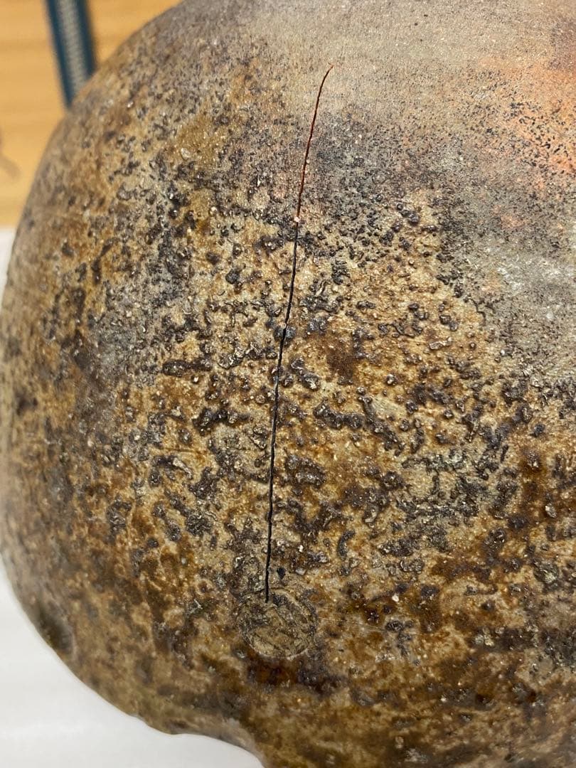 3-2580 那波鳳翔作 播州相生焼　双耳？　共箱共布 茶道具