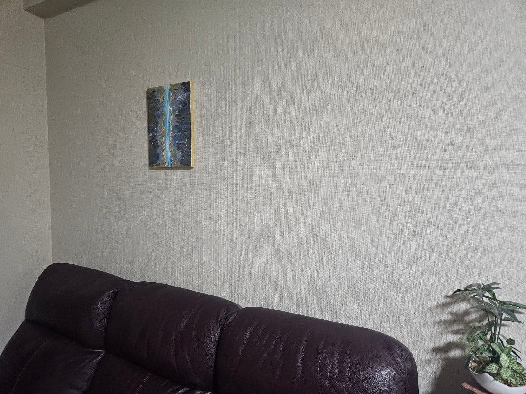 アートボード 抽象画「祈り」 青 グレー 金のアクセント