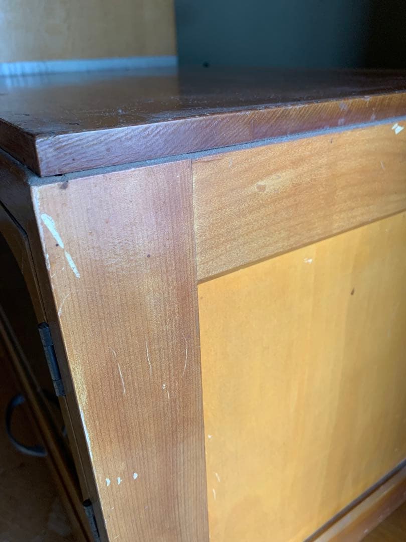 木製収納ラック ガラス扉付き レトロ収納