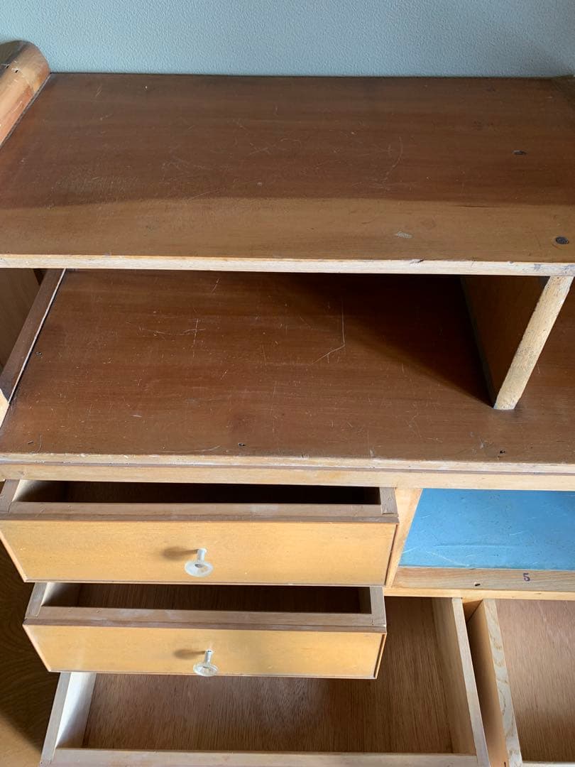 木製収納ラック ガラス扉付き レトロ収納