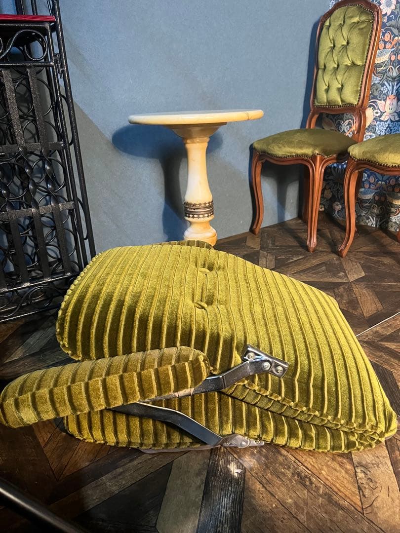 座椅子 リクライニング 昭和レトロ 当時物 インテリア 緑 グリーン