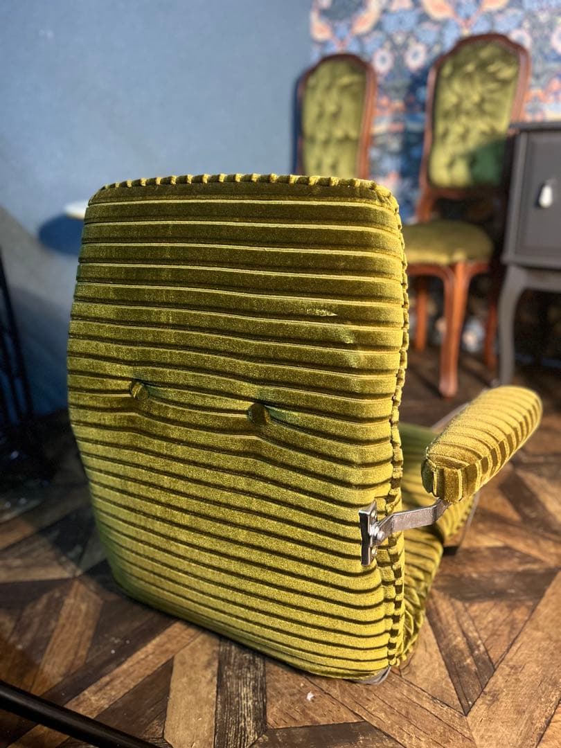 座椅子 リクライニング 昭和レトロ 当時物 インテリア 緑 グリーン