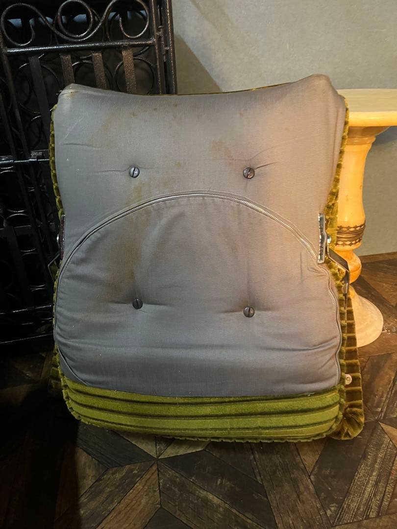 座椅子 リクライニング 昭和レトロ 当時物 インテリア 緑 グリーン