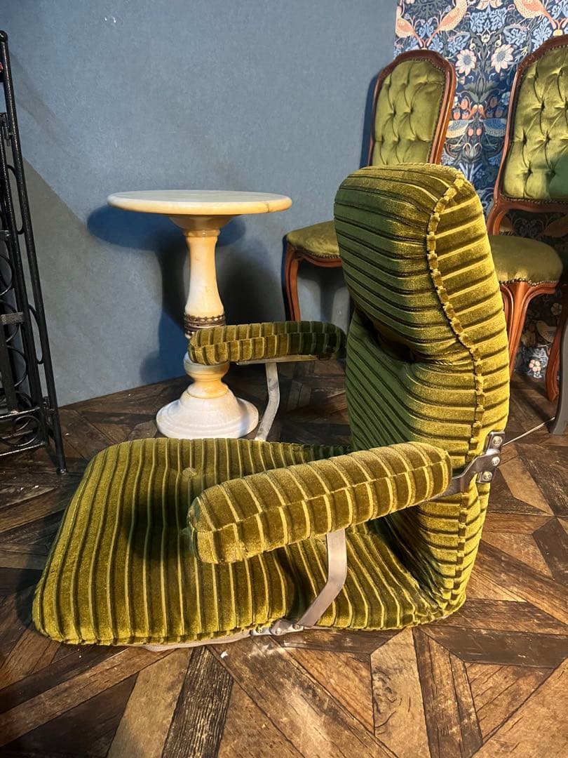 座椅子 リクライニング 昭和レトロ 当時物 インテリア 緑 グリーン