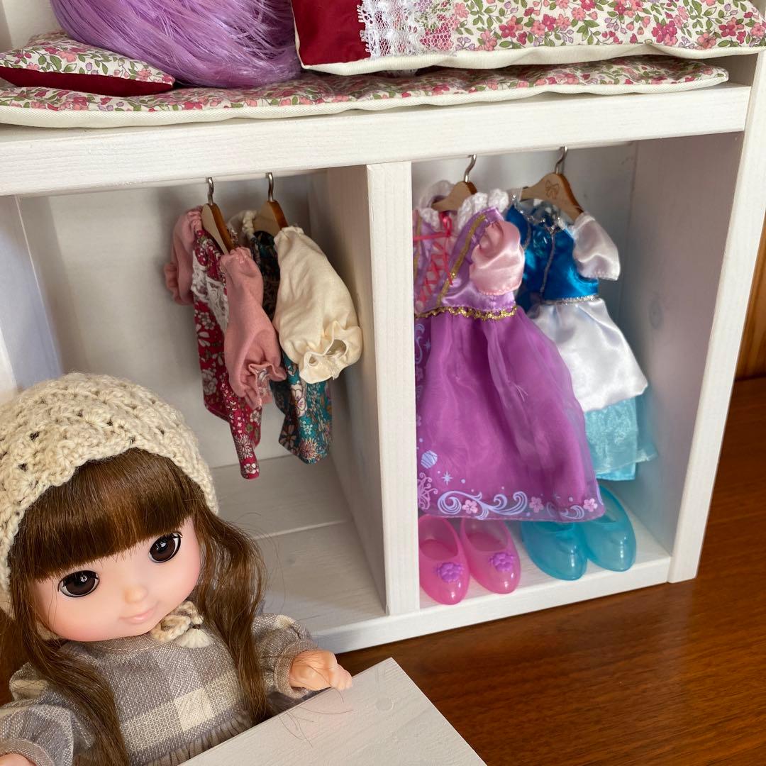 人形用木製多機能クローゼット(テーブル付)ハンドメイド　レミン＆ソランメルちゃん