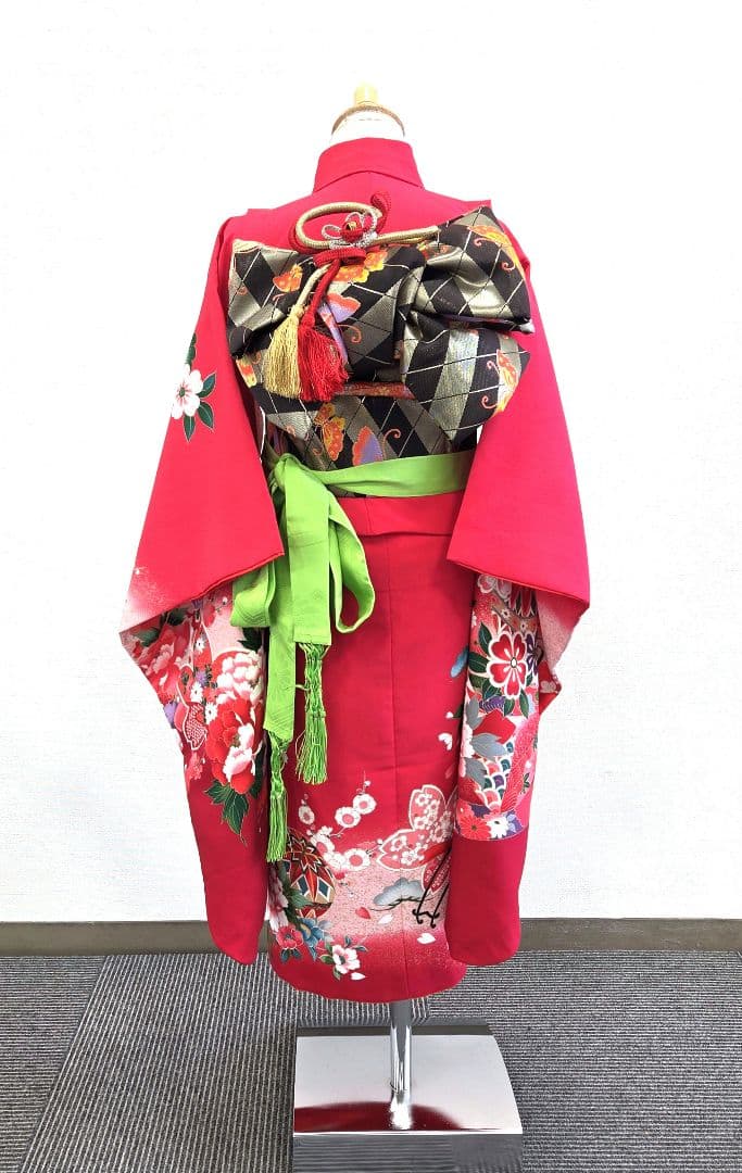 七五三　7歳　120cm　ポリエステル　つくり帯　髪飾り