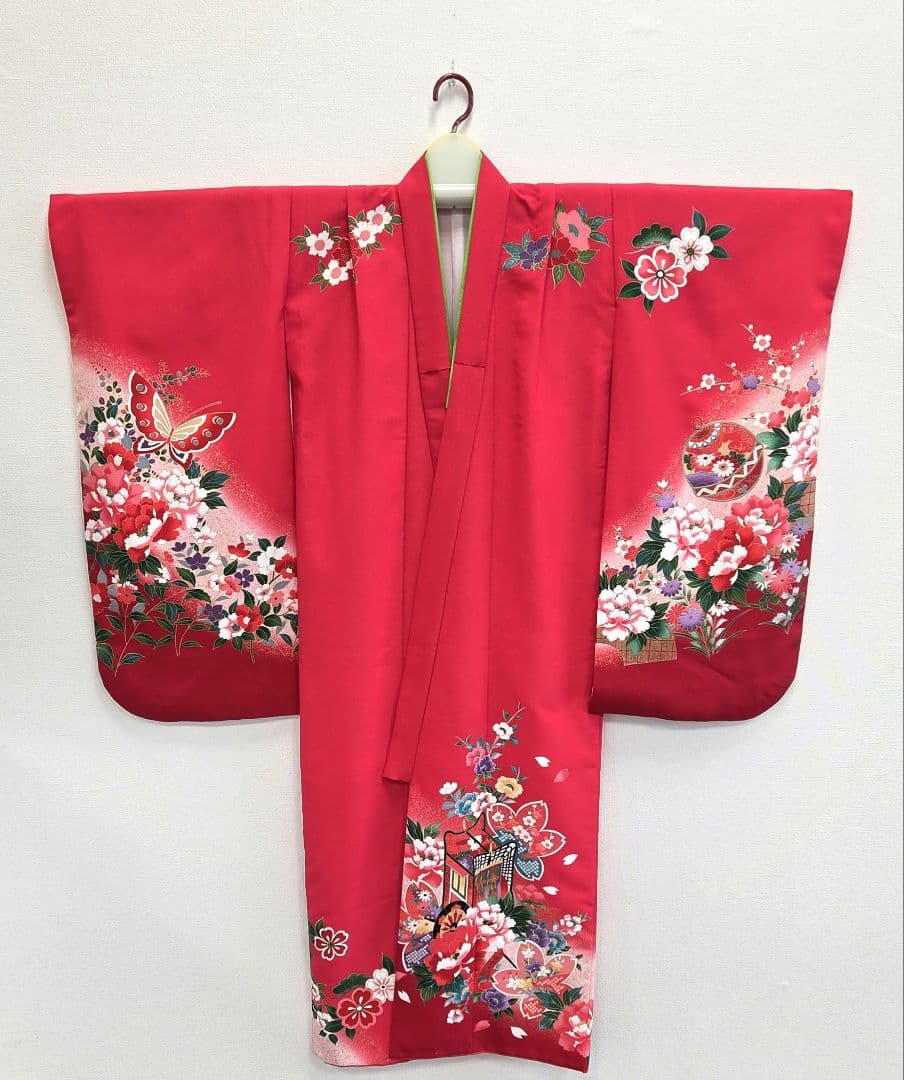 七五三　7歳　120cm　ポリエステル　つくり帯　髪飾り