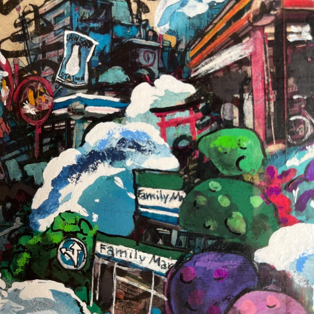 ストリートアート 都市風景 手描き A4