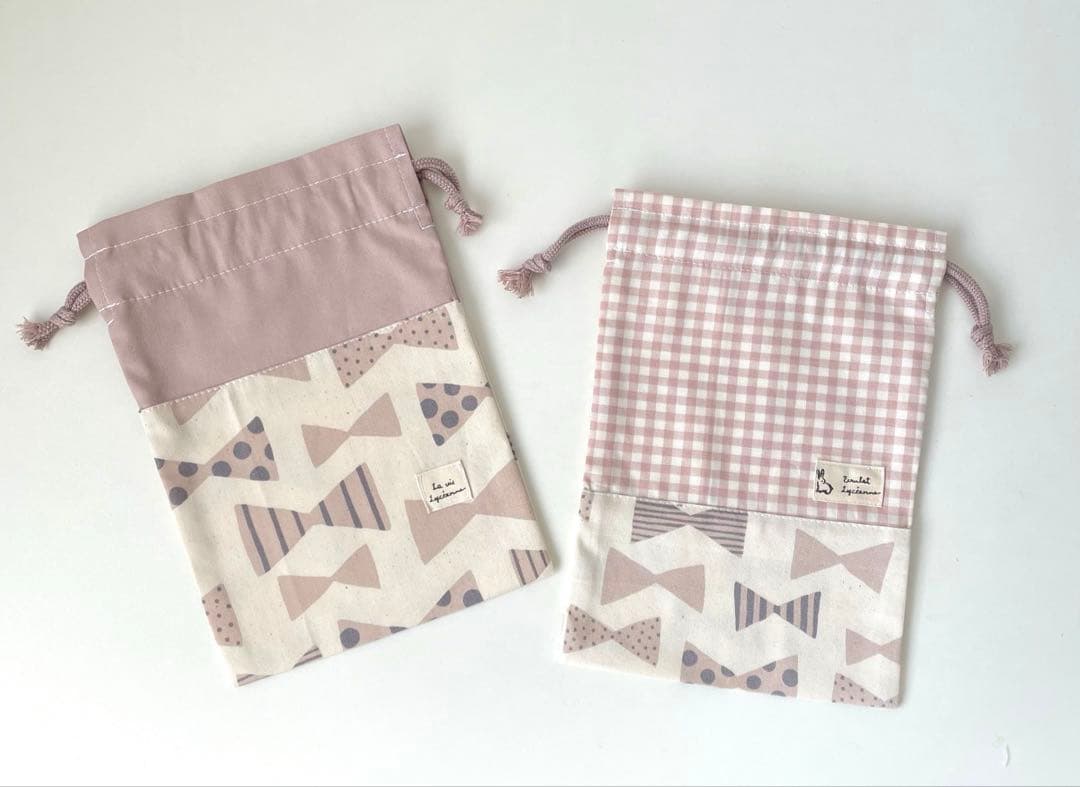 入園　入学　カバン　セット　くすみリボン　オフホワイト × くすみピンク