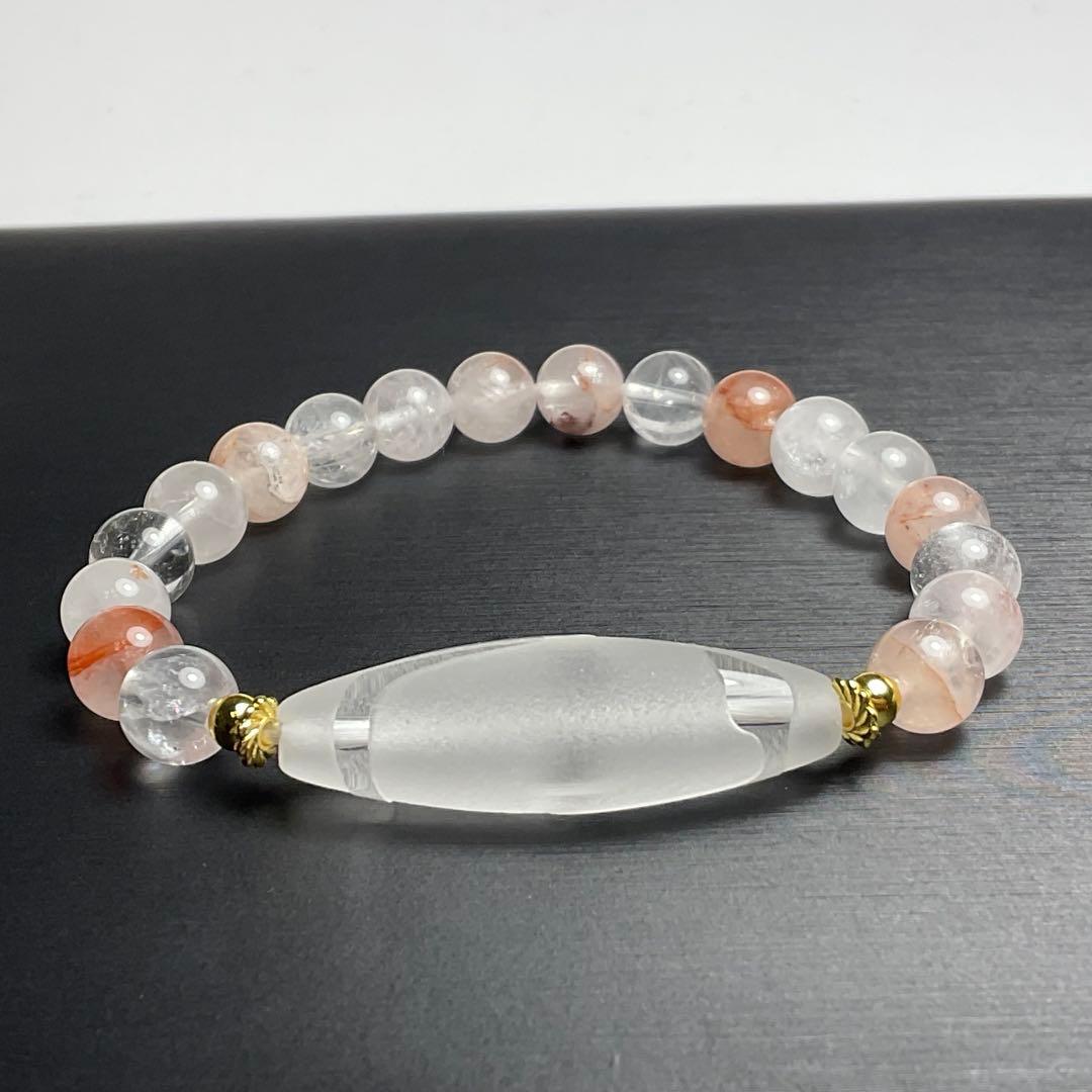 水晶天珠・白蛇天珠とヒマラヤ産レッドマニカラン水晶のブレスレット❣️❣️