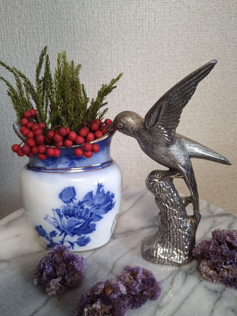 ビンテージメタルフィギュア（燕）・金属製燕フィギュア・インテリア・置物