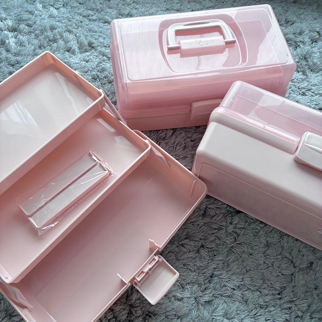 3coins スリコ ツールボックス ピンク 2段収納 小物入れ 3個セット