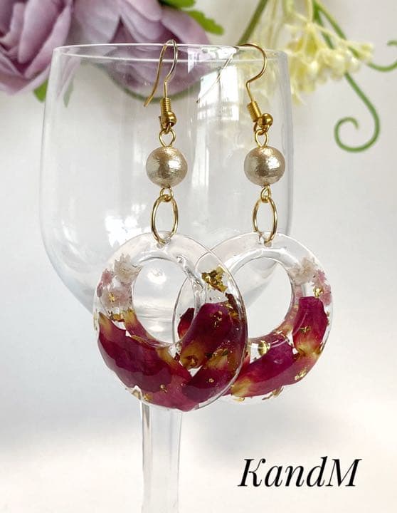 揺れる薔薇大人リッチ　〜大ぶりNo.16〜　ピアス／イヤリング