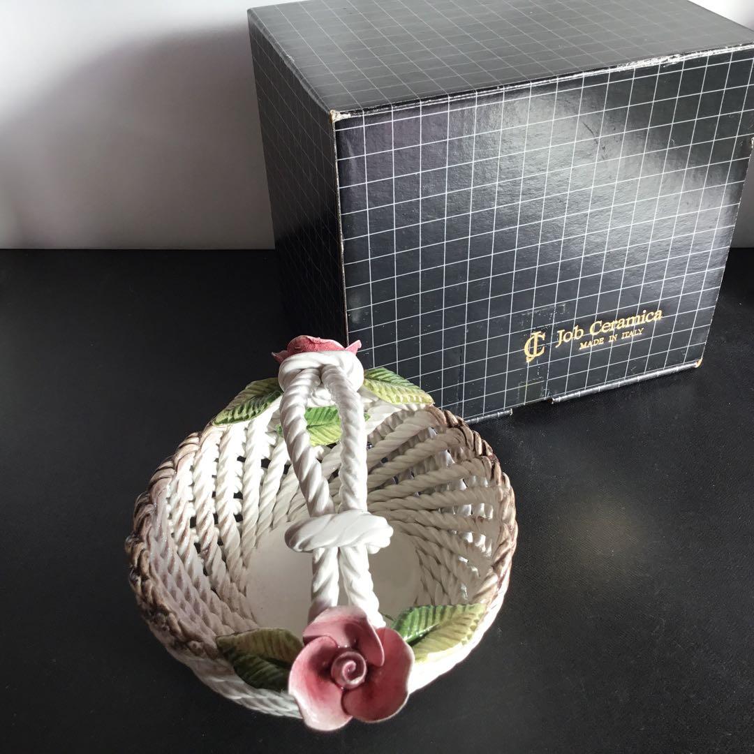 イタリア製　Job Ceramics バスケット型デコレーション　未使用　供箱