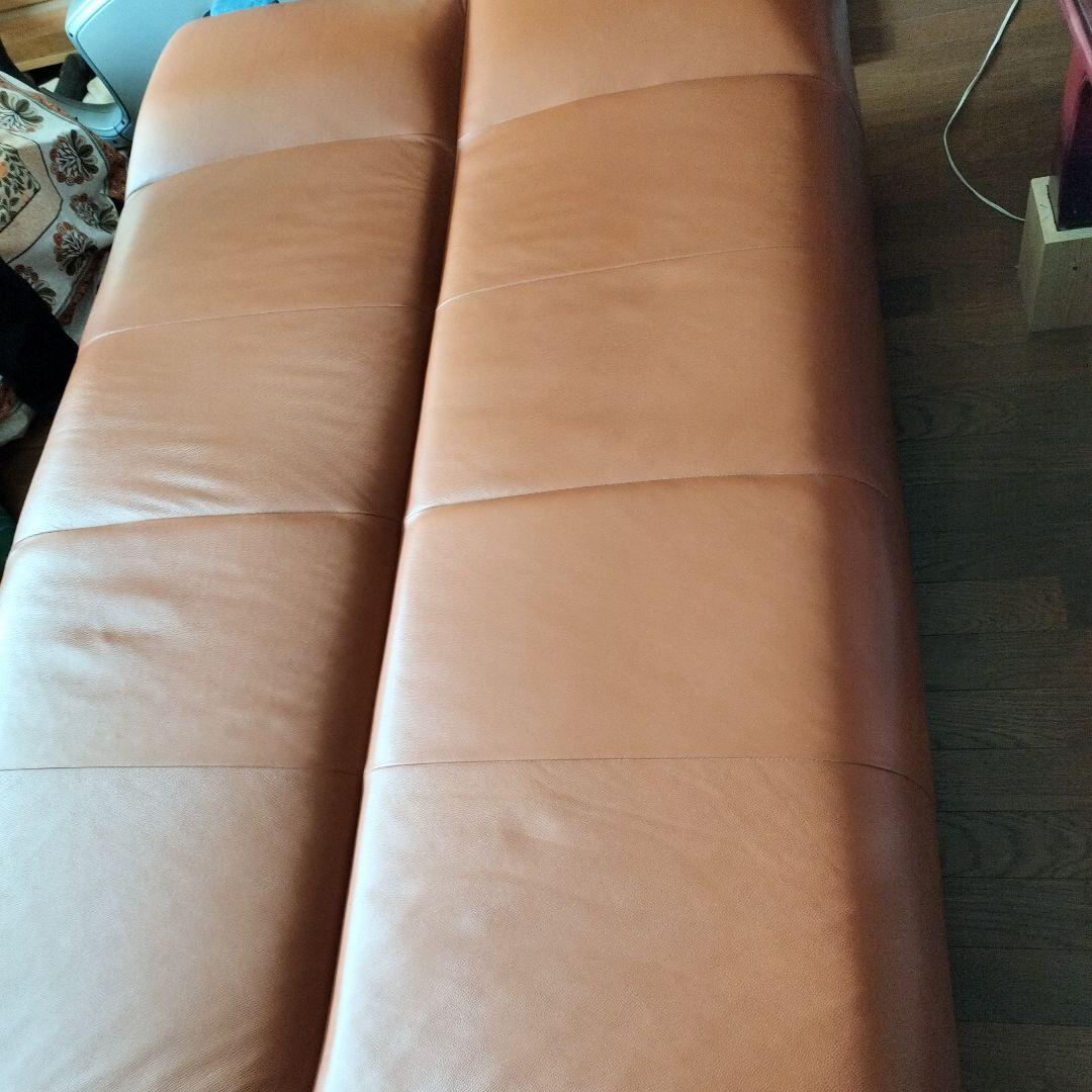 フランスベッド　ブラウン本革ソファ、ソファベッド