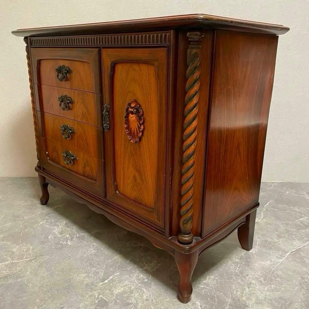 英国アンティーク　猫脚ドレッサーチェスト　キャビネット　収納家具　ロココ調