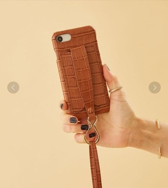 HASHIBAMI クロコ型押し カラバッシュ ストラップ iPhoneケース