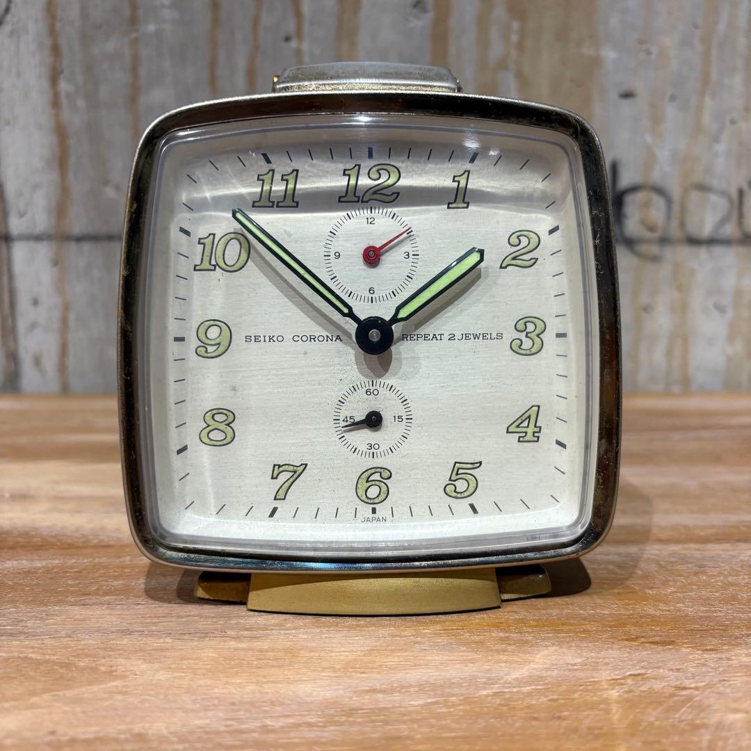 SEIKO CORONA 手巻き式時計　ゼンマイ時計　置時計　昭和レトロ